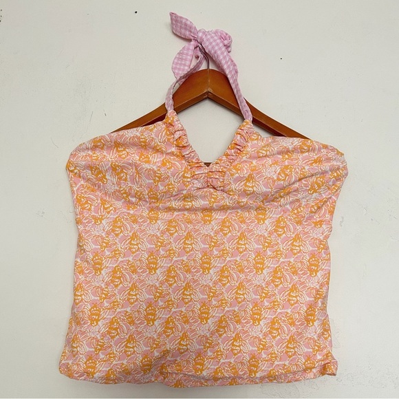 Lily Pulitzer Bee Print Seersucker Tie Halter swim top - Picture 1 of 4